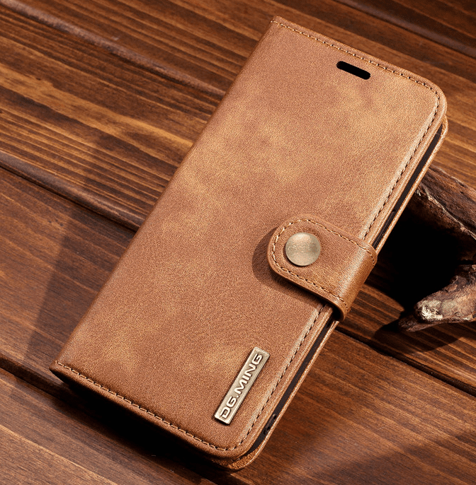 DG.MING Äkta Läder  för iPhone 12 ljusbrun - Bild 1