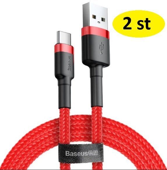 2 st super kvalitet Baseus cable Cafule USB - USB-C 3m röd - Bild 1