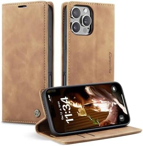 CaseMe 0013 Leather Wallet Case for iPhone 16 plus brown - Bild 1