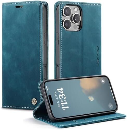 41hJFq2vhUL._AC_.jpg CaseMe 0013 Leather Wallet Case for iPhone 16 plus green - Bild 1