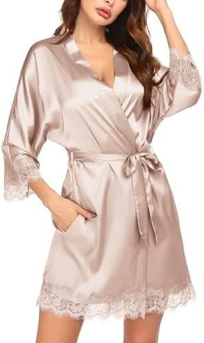 Robe Ice Silk gold XXL with pink removable belt - Bild 1