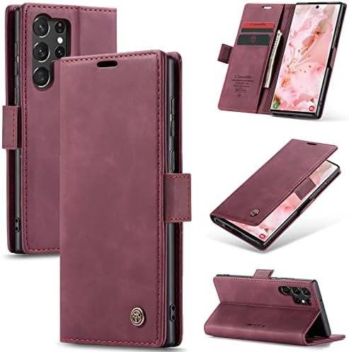 51qySeLosnL._AC_.jpg Läderfodral caseme 0013 för Samsung S24 ultra vinröd - Bild 1