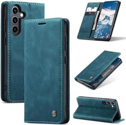 51vI3F4c36L._AC_.jpg Läderfodral caseme 0013 för Samsung S24 grön - Bild 1