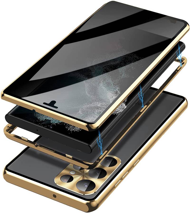 71Cy3N0s27L._AC_SL1500_.jpg sekretess doubelfodral för Samsung S23 guld - Bild 1