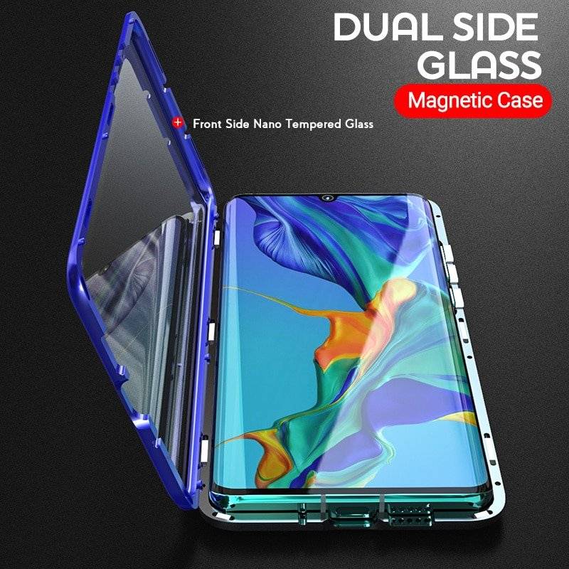 Double-Side-Glass-Magnetic-Case-For-Samsung-Galaxy-S21-S20-FE-S10E-S9-S8-S20-Ultra-1.jpg doubel case för Samsung S21|blå - Bild 1