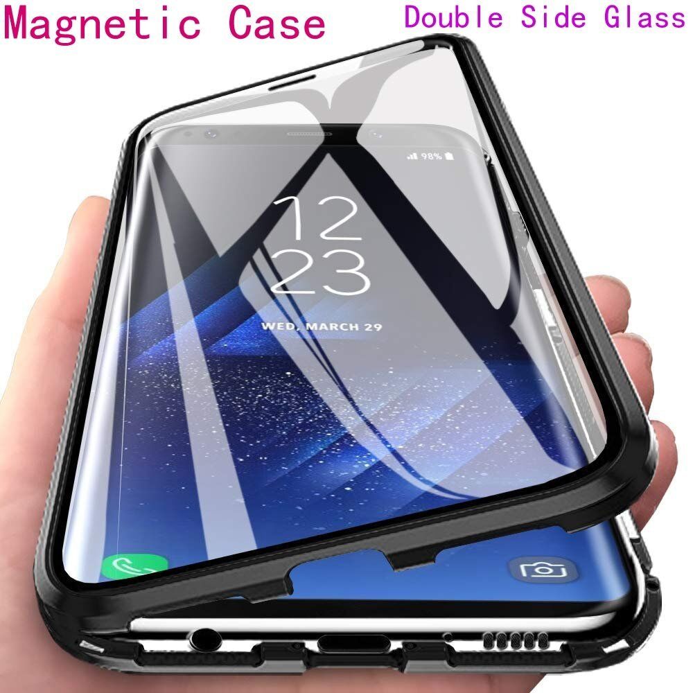Magnetic-Metal-Double-Sided-Glass-Case-For-Samsung-S21-A12-S20-FE-Note-20-A31-A21S.jpg doubel case för Samsung S21plus|svart - Bild 1