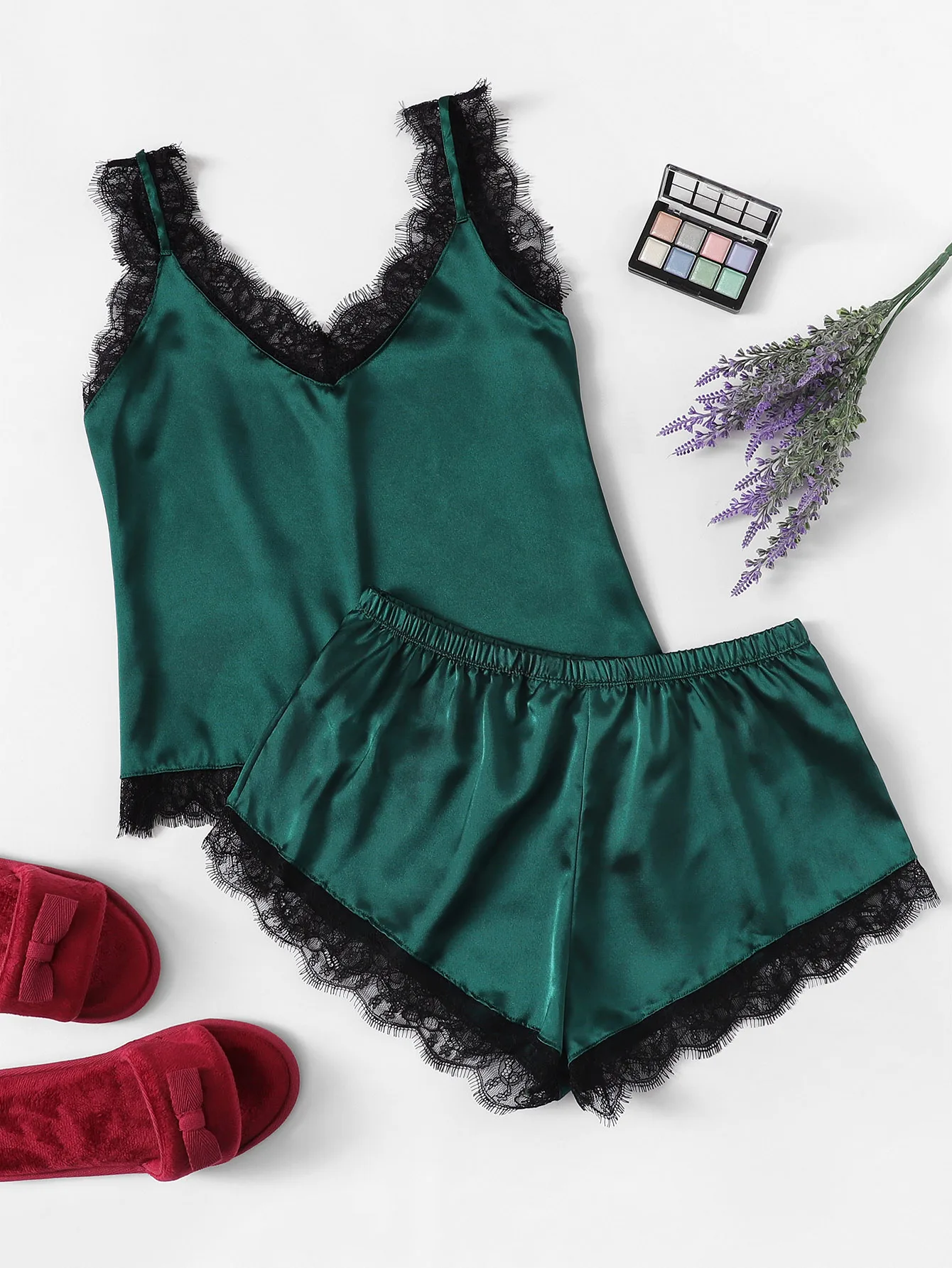 S18c29f59f01040dbb2ab630841b7cbb8E.webp 2 delars Nattkläder Underkläder|XXL|grönt| - Bild 1