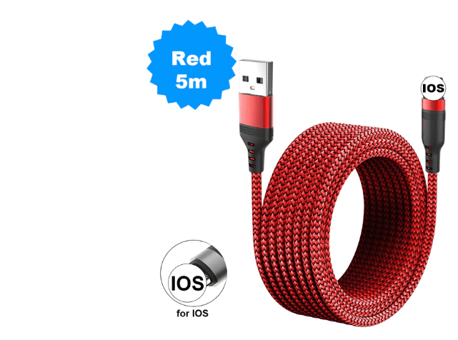 Extra lång  8M iphone   kabel röd - Bild 1