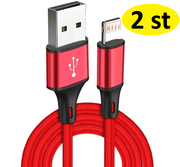 2 st 3m iphone kabel röd - Bild 1