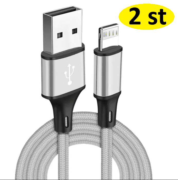 silver 2 st 3m iphone kabel silver - Bild 1